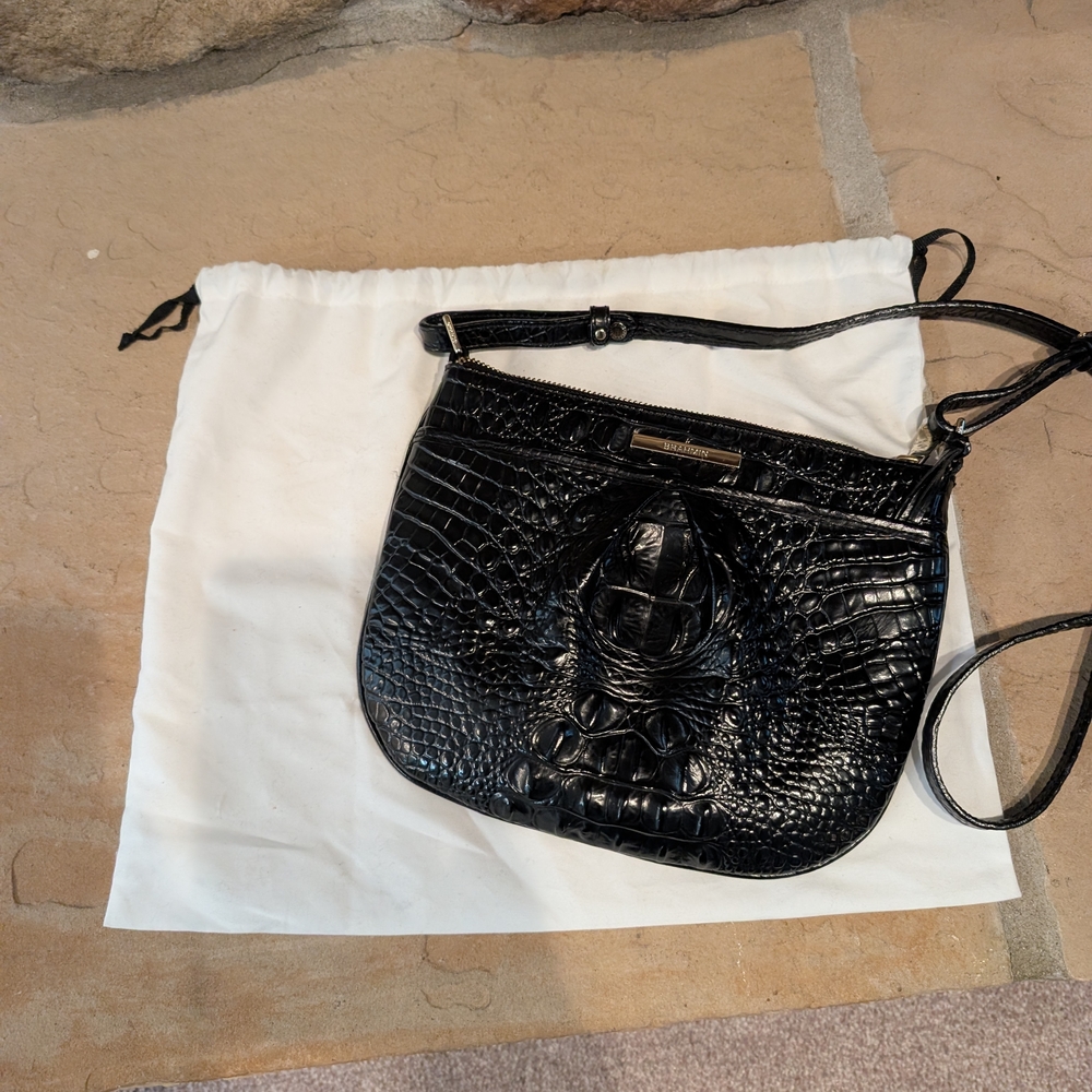 Brahmin Elegant Black Crocodile-Embossed Women's Bag